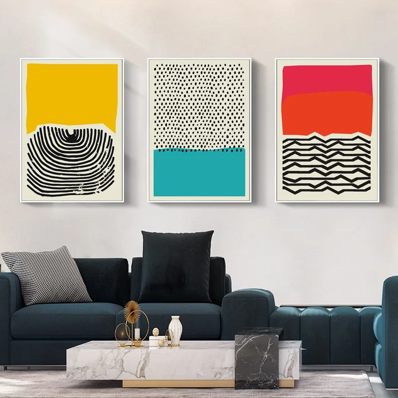 Modern Multicolored Abstract Geometric Wall Art Canvas Painting Minimalist Picture Nordic Posters and Prints Gallery Home Decor - Image 2