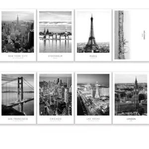 Modern New York London Paris City Wall art Landscape Posters and Prints Black And White Pictures for Living Room Home Decor