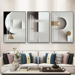 Modern Nordic Golden Stereo Canvas Painting Poster Print Living Room Bedroom Wall Art Picture Black White Decoration Home Decor