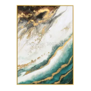 Modern Orange Abstract gold and green Oil Painting Artist Hand-painted High Quality pink Oil Painting for Room Decor Wall Art