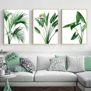 Modern Scandinavian Alocasia Leaves Green Plants Canvas Paintings Nordic Wall Art Poster Prints Pictures Living Room Home Decor