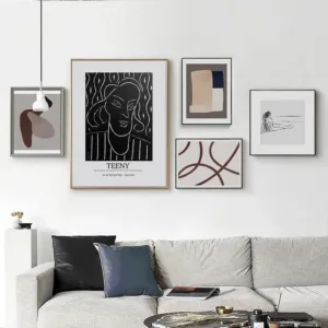 Modern Vintage Vogue Black White Line Character Sketch Canvas Print Painting Poster Art Wall Picture For Living Room Home Decor