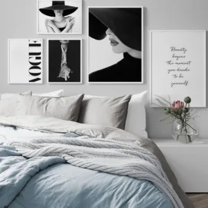 Modern Vogue Sexy Lips Black White Pop Canvas Posters Nordic Prints Paintings Women Wall Art Pictures For Living Room Home Decor