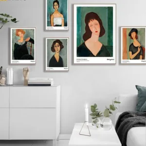 Modern Vogue Woman Portrait by Amedeo Modigliani Canvas Print Painting Poster Wall Pictures for Living Room Home Decor Wall Art