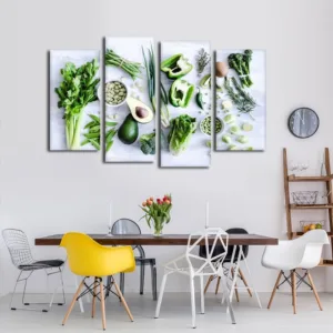 Modular Canvas HD Printed Pictures Kitchen Decor 4 Pieces Healthy Greens Vegetables Capsicum Lettuce Paintings Wall Art Poster