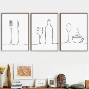 Modular Pictures Nordic Style Printed Poster Line Coffee Red Wine Knife And Fork Wall Art Canvas Painting For Kitchen Home Decor