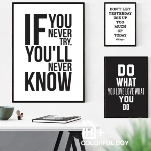 Motivational Inspiring Quotes Wall Art Canvas Painting Nordic Posters And Prints Black White Wall Pictures For Living Room Decor