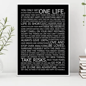 Motivational Life Quotes Canvas Wall Art Poster Black White Print Painting Decorative Picture Modern Home Living Room Decor