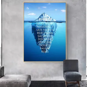 Motivational Poster Success Quotes Ice Mountain Reflection Print Nordic Wall Art Painting Home Office Room Decoration Picture