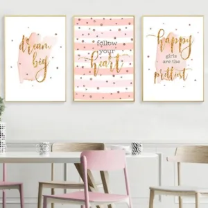 Motivational Text Quote Poster Canvas Nursery Print Simplicity Art Painting Golden Wall Picture Nordic Kids Baby Bedroom Decor