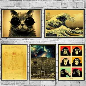Movie Retro Vintage Poster Anime and Prints Bar/Kitchen/Living Room Decorative Painting Kraft Paper Wall Stickers