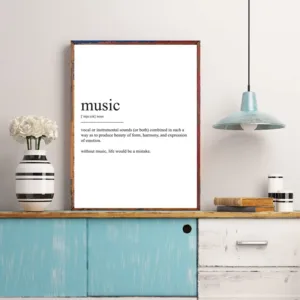 Music Definition Print Musician Gift Wall Art Decor Black and White Minimalist Poster Art Canvas Painting Picture Decoration