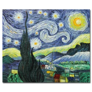 Muzagroo Art Van Gogh Starry Night Oil Painting 100% Hand Painted on Canvas Wall Art for Living Room Office Hotel Wall Decor