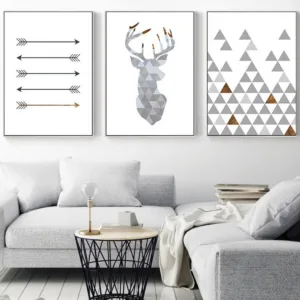 NDITB Deer Head Geometry Abstract Painting Wall Art Canvas Posters and Prints Nordic Style Decoration Picture Modern Home Decor