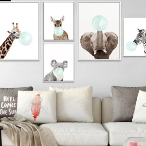 Baby Animal Zebra Girafe Canvas Poster Nursery Wall Art Print Painting Nordic Picture Children Bedroom Decoration