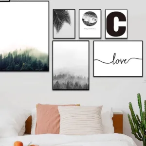 Forest Leaf Landscape Wall Art canvas Posters Prints Nordic Style Painting Wall Picture for Home Room Decoration