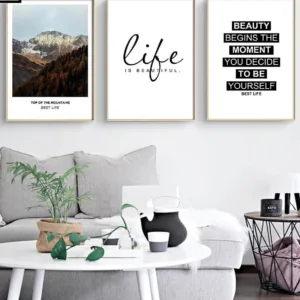 Mountains Landscape Life Quote Canvas Art Posters Prints Motivational Painting Nordic Wall Picture for Room Decor