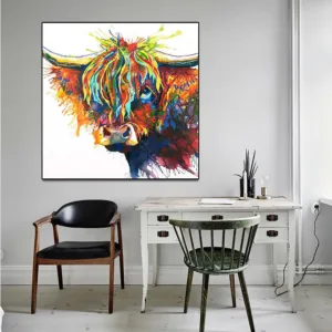 Colorful Cow Pop Art Portrait Posters Canvas Oil Painting Wall Decor Painting on Art Prints for Living Room No Decor
