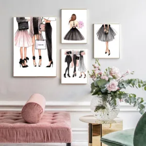NOOG Canvas Painting Fashion Girls Nordic Wall Pop Art Poster Prints Vogue Decoration Pictures For Living Room Decorative