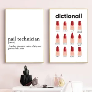 Nail Manicure Print Gift for Her Nail Shapes Makeup Poster nail technician Definition Beauty Salon Decor Fashion Canvas Painting