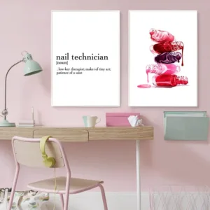 Nail Polish Prints Makeup Illustration Beauty Bathroom Vanity Decor Manicurist Gift Fashion Nails Salon Wall Art Canvas Painting