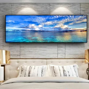 Natural Sunset Could Lake Landscape Posters and Prints Canvas Painting Mediterran Scandinavian Wall Art Picture for Living Room
