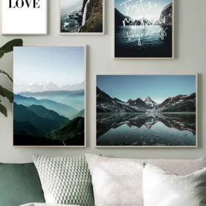 Nature Landscape Poster Nordic Style Mountain Love Quotes Print Wall Art Picture Canvas Painting Scandinavian Home Decoration