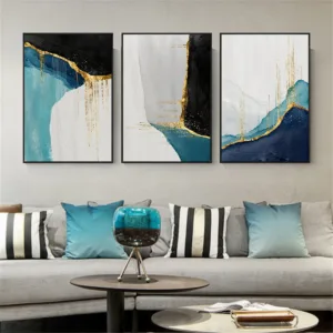 New Chinese Style Luxury Green Golden Abstract Picture Poster Canvas Print Painting Wall Art Living Room Home Decoration