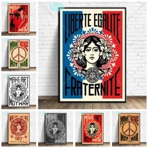 New Make Art Not War Pop Art Vintage Poster Prints Oil Painting On Canvas Wall Art Murals Pictures For Living Room Decoration