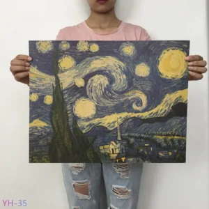 New Van Gogh Monet oil Poster vintage Classic Kraft Paper Poster Painting Wall Stickers Home Decorative YH-31-42
