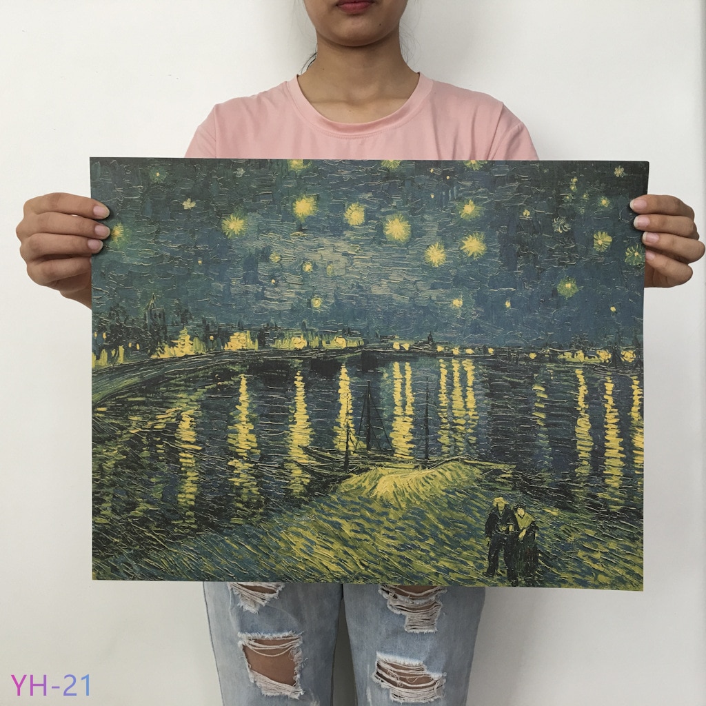 New Van Gogh Monet oil Poster vintage Classic Kraft Paper Poster Painting Wall Stickers Home Decorative