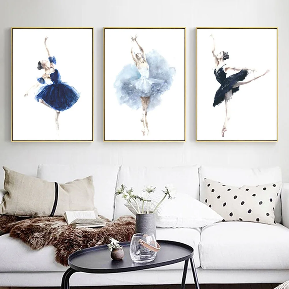 New modern minimalist watercolor ballet dancer Nordic living room sofa wall background decorative painting core