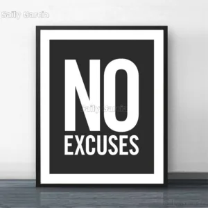 No Excuses Inspirational Quote Art Canvas Painting Motivational Art Wall Picture Typography Fitness Print Poster for Gym Decor