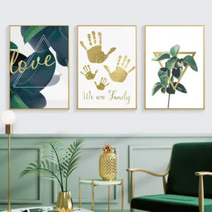 Nordic Abstract Canvas Painting Modern Prints Plant Leaf Art Golden palm Posters Prints Green Art Wall Pictures Living Room