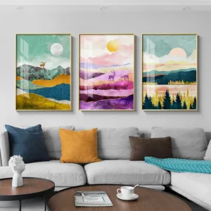 Nordic Abstract Sunrise Sunset Canvas Painting Landscape Posters and Print Minimalist Wall Art Pictures for Living Room Decor