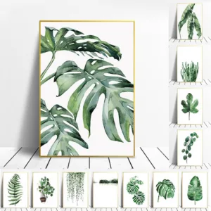 Nordic Art Tropical Plants Scandinavian Poster Green Leaves Decorative Picture Modern Wall Art Canvas Paintings Home Decoration