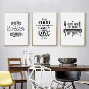 Nordic Black White Minimalism Canvas Print Painting Creative Kitchen Tableware Poster Home Decoration Wall Art Modular Pictures