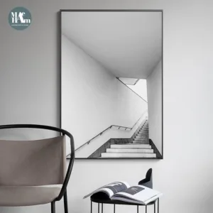 Nordic Black and white building staircase wall art Canvas Painting posters Prints wall Picture for Living Room Morden Home Decor