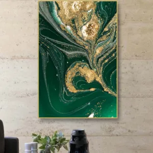Nordic Creative Green Gold Foil Wall Art Canvas Poster Cuadro Modern Abstract Painting Print Wall Pictures for Living Room Decor