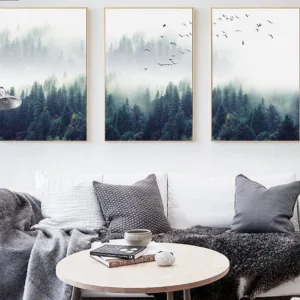 Nordic Decoration Forest Lanscape Wall Art Canvas Poster and Print Canvas Painting Decorative Picture for Living Room Home Decor
