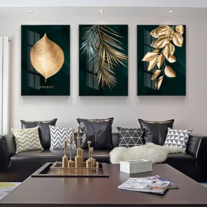 Nordic Decoration Golden Leaf Canvas Abstract Painting Wall Art