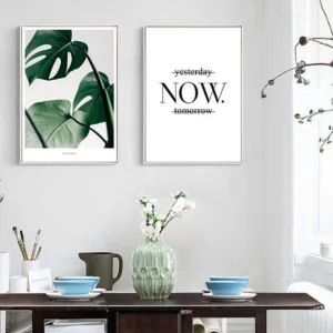 Nordic Decoration Leaves Motivational Posters and Prints Canvas Art Paintings Wall Picture for Living Room Wall Art Home Decor