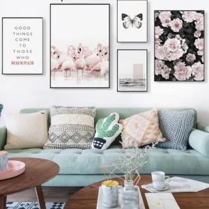 Nordic Flamingo butterfly Personality Phrase Canvas Painting Posters And Prints Art Wall Pictures Living Room Bedroom Home Decor