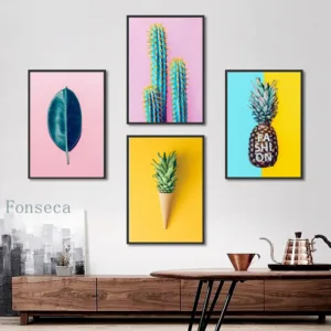 Nordic Fresh Fruit Plants Picture Wall Art Flower Pineapple Cactus Home Poster HD Print Modular Canvas Painting For Living Room