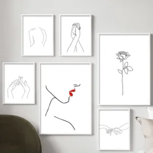 Nordic Hand Painted Black And White Art Poster And Print Canvas Painting Set Wall Picture For Living Room Decoration Plakat