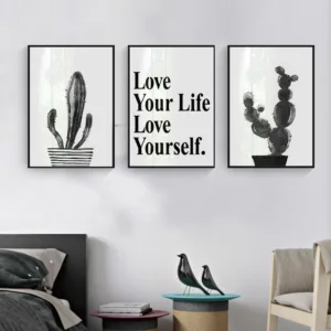 Nordic Home Decoration Black and White Cactus Decor Art Canvas Posters and Prints Oil Painting Wall Pictures For Living Room