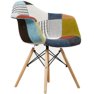 Nordic INS Fabric Plastic Solid Wood Dining Chair Leisure Armchair Modern Coffee Chair Home Log Study Computer Chair Backrest