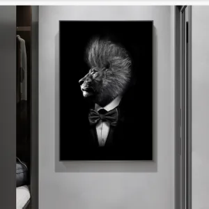 Nordic Lion In Suit Canvas Art Posters And Prints Abstract Anima