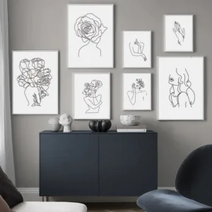 Nordic Minimalist Abstract Figure Flower Lady Picture Home Decor Canvas Painting Wall Art Posters and Prints for Living Room