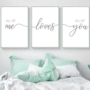 Nordic Minimalist All of Me Loves All of You Posters Print Couple Quotes Canvas Painting Nursery Wall Pictures Bedroom Decor
